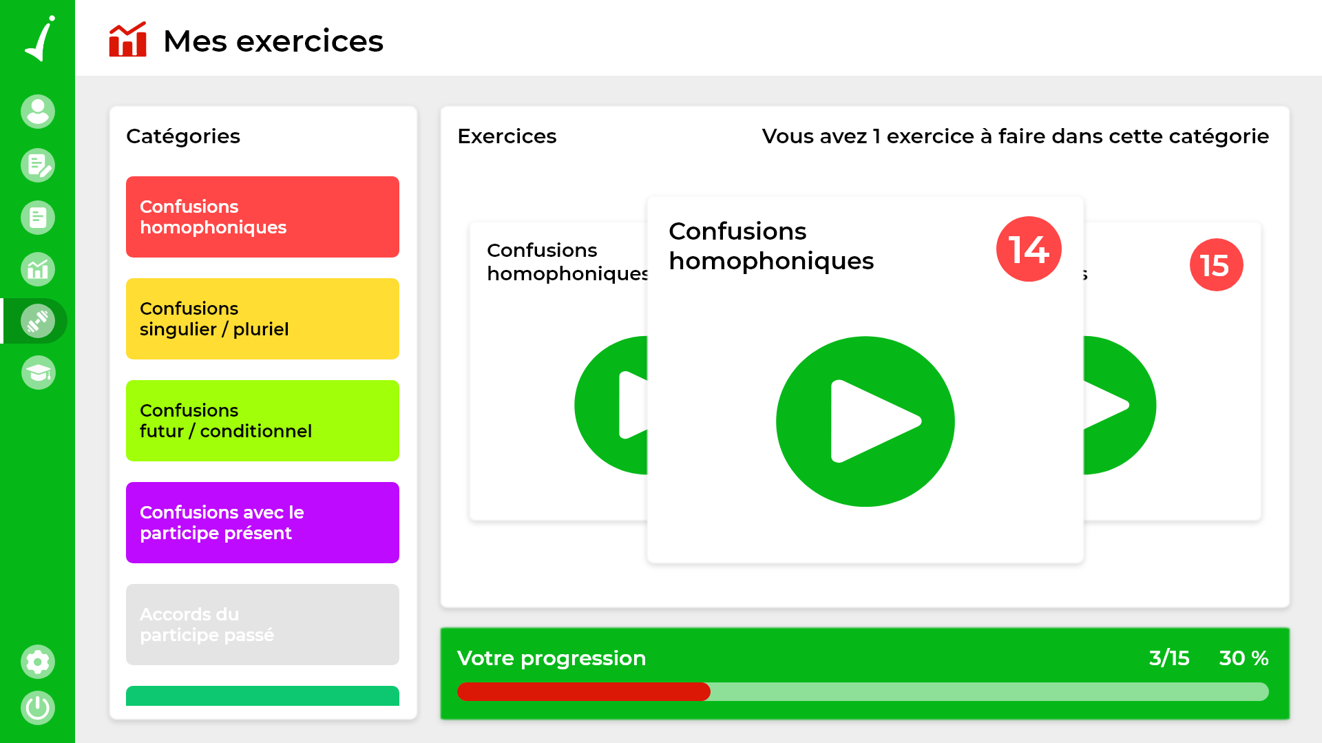 Mes exercices - utilisateur